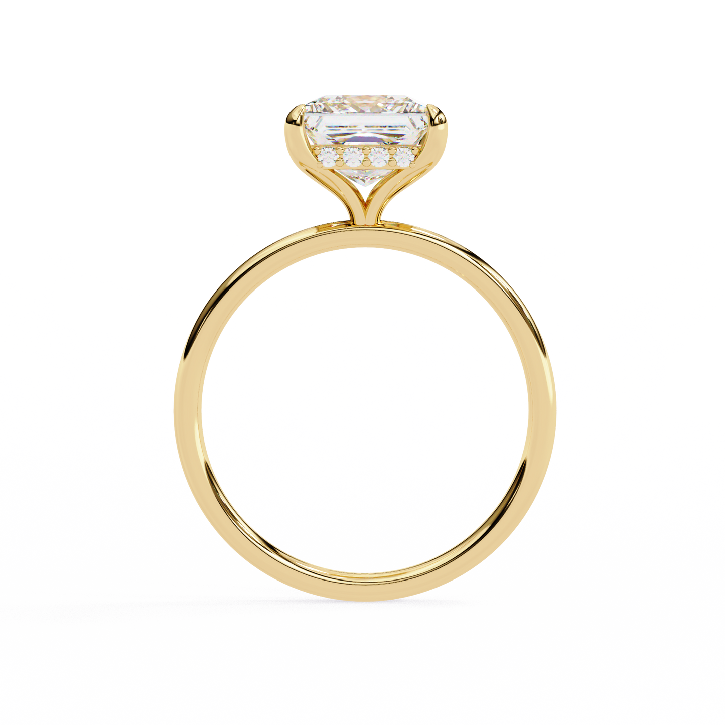 Classic Princess-Cut 2.26 Ct Solitaire with Hidden Halo in Yellow Gold