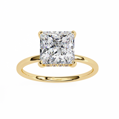 Classic Princess-Cut 2.26 Ct Solitaire with Hidden Halo in Yellow Gold