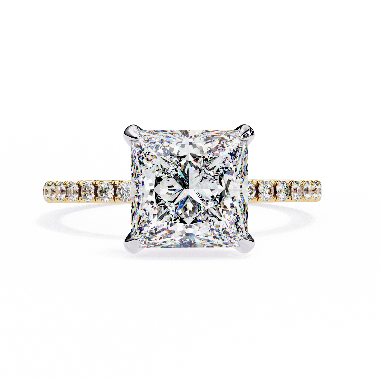 Exquisite Princess-Cut 2.54 Ct Diamond Engagement Ring in Yellow Gold