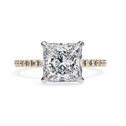 Exquisite Princess-Cut 2.54 Ct Diamond Engagement Ring in Yellow Gold