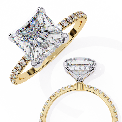 Exquisite Princess-Cut 2.54 Ct Diamond Engagement Ring in Yellow Gold