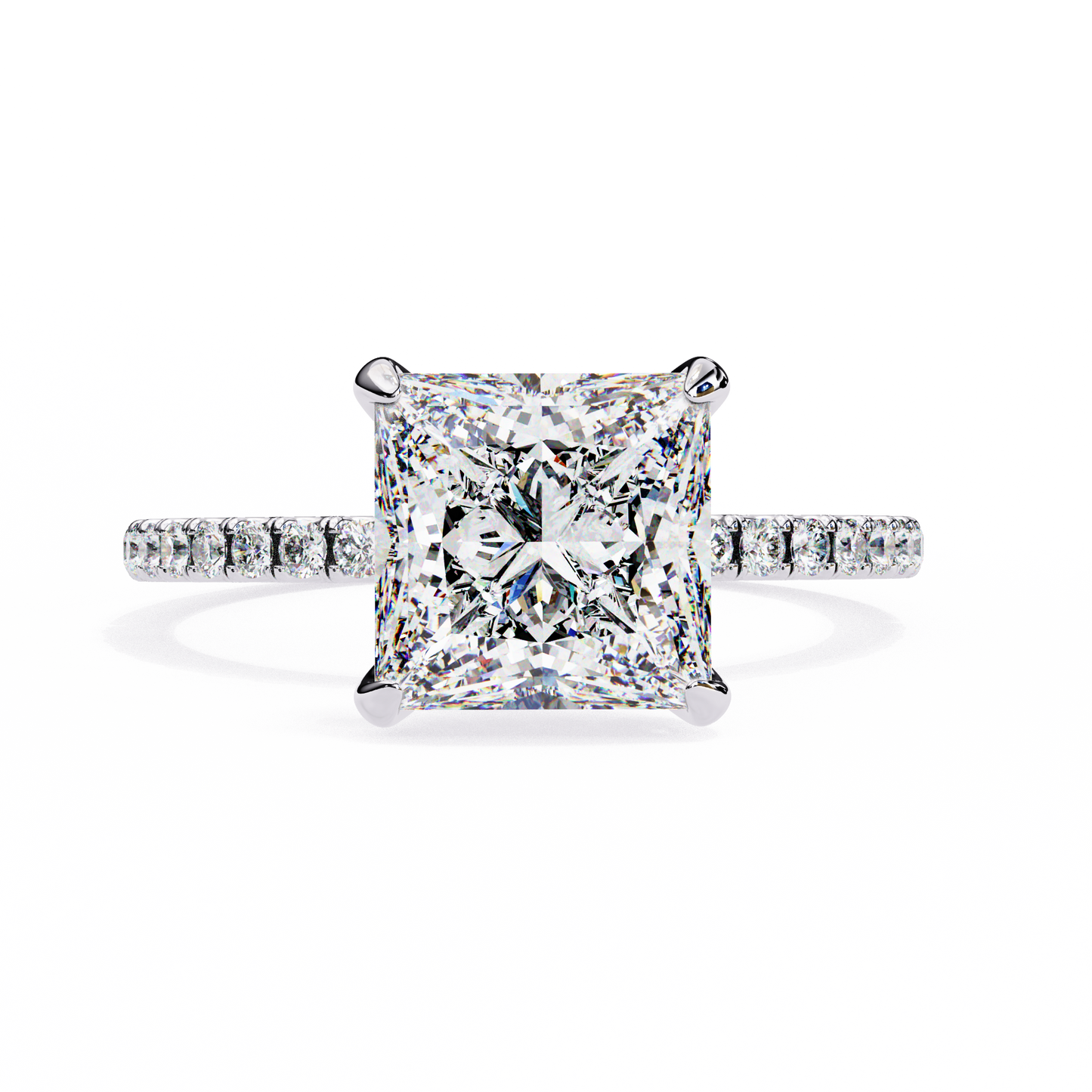 Exquisite Princess-Cut 2.54 Ct Diamond Engagement Ring in Yellow Gold
