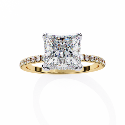 Exquisite Princess-Cut 2.54 Ct Diamond Engagement Ring in Yellow Gold