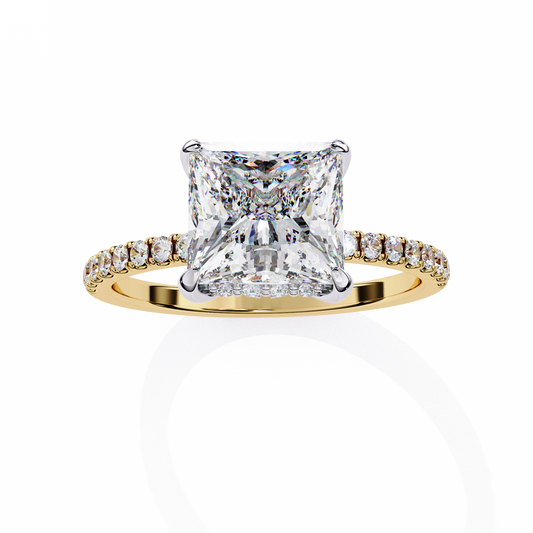 Exquisite Princess-Cut 2.54 Ct Diamond Engagement Ring in Yellow Gold