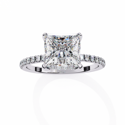 Exquisite Princess-Cut 2.54 Ct Diamond Engagement Ring in Yellow Gold