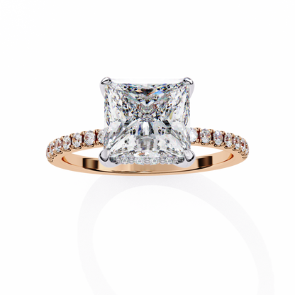 Exquisite Princess-Cut 2.54 Ct Diamond Engagement Ring in Yellow Gold