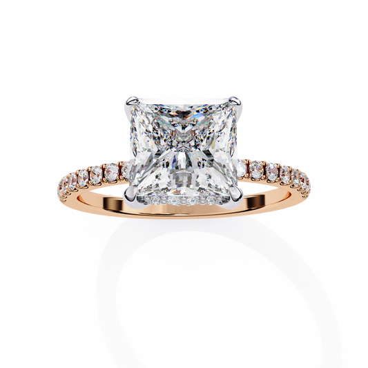Exquisite Princess-Cut 2.54 Ct Diamond Engagement Ring in Yellow Gold