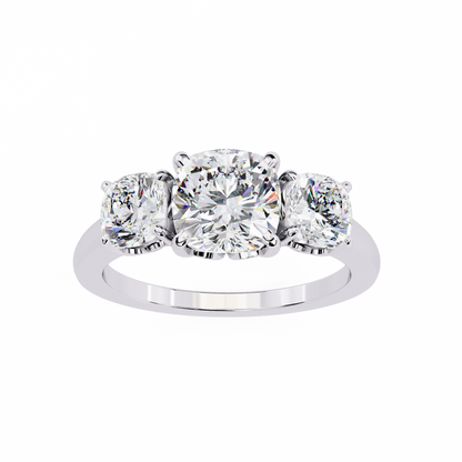 "The Trilogy" 3.96 Carat Cushion Cut Diamond Statement Ring