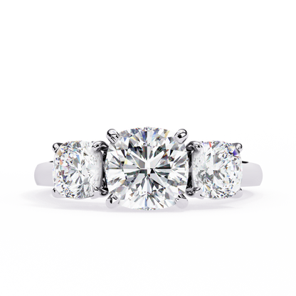 "The Trilogy" 3.96 Carat Cushion Cut Diamond Statement Ring