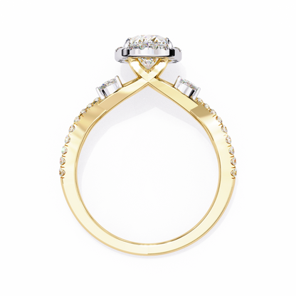 1.00 Ct Oval Halo Infinity Twist Diamond Engagement Ring in White Gold