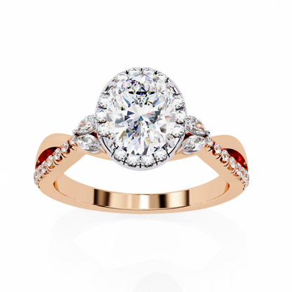 1.00 Ct Oval Halo Infinity Twist Diamond Engagement Ring in White Gold