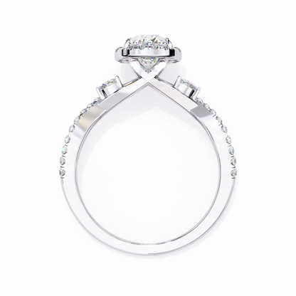 1.00 Ct Oval Halo Infinity Twist Diamond Engagement Ring in White Gold