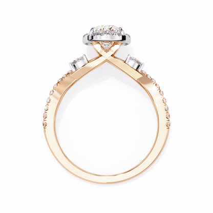 1.00 Ct Oval Halo Infinity Twist Diamond Engagement Ring in White Gold