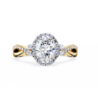 1.00 Ct Oval Halo Infinity Twist Diamond Engagement Ring in White Gold