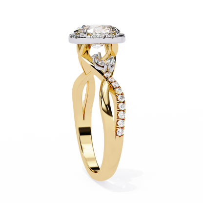 1.00 Ct Oval Halo Infinity Twist Diamond Engagement Ring in White Gold