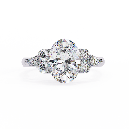 2.51 Ct Oval Majesty Multi-Stone Cluster Diamond Ring in Two-Tone Gold