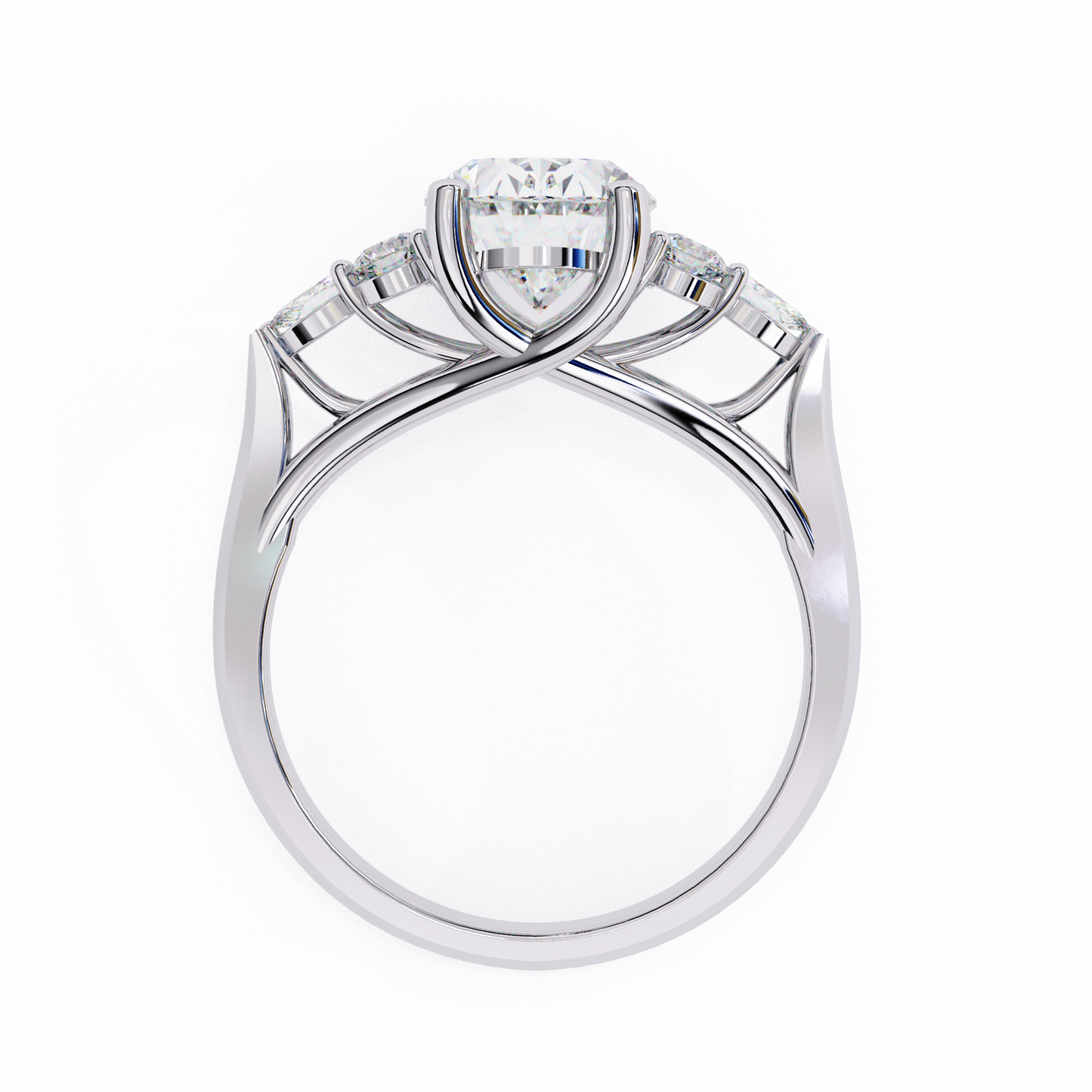 2.51 Ct Oval Majesty Multi-Stone Cluster Diamond Ring in Two-Tone Gold