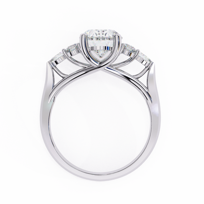 2.51 Ct Oval Majesty Multi-Stone Cluster Diamond Ring in Two-Tone Gold