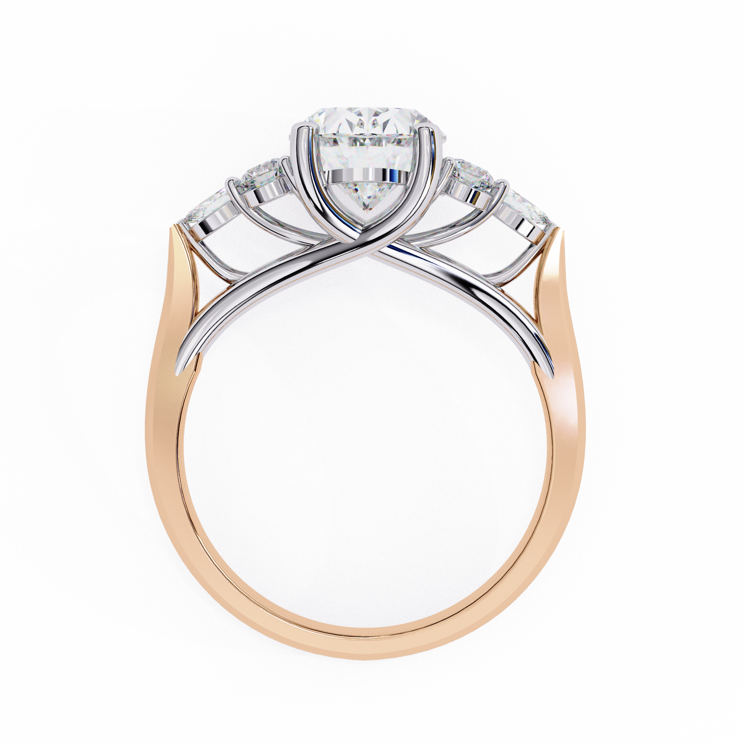 2.51 Ct Oval Majesty Multi-Stone Cluster Diamond Ring in Two-Tone Gold