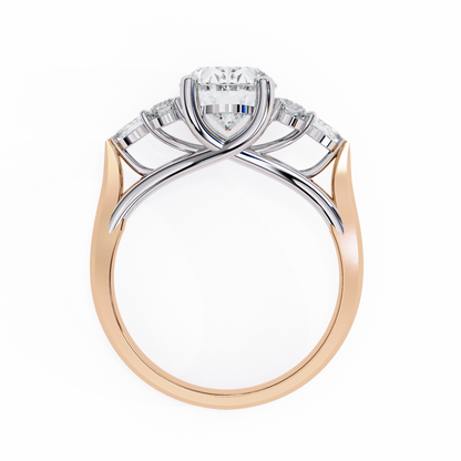 2.51 Ct Oval Majesty Multi-Stone Cluster Diamond Ring in Two-Tone Gold