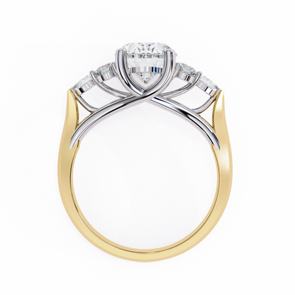 2.51 Ct Oval Majesty Multi-Stone Cluster Diamond Ring in Two-Tone Gold