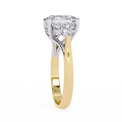 2.51 Ct Oval Majesty Multi-Stone Cluster Diamond Ring in Two-Tone Gold