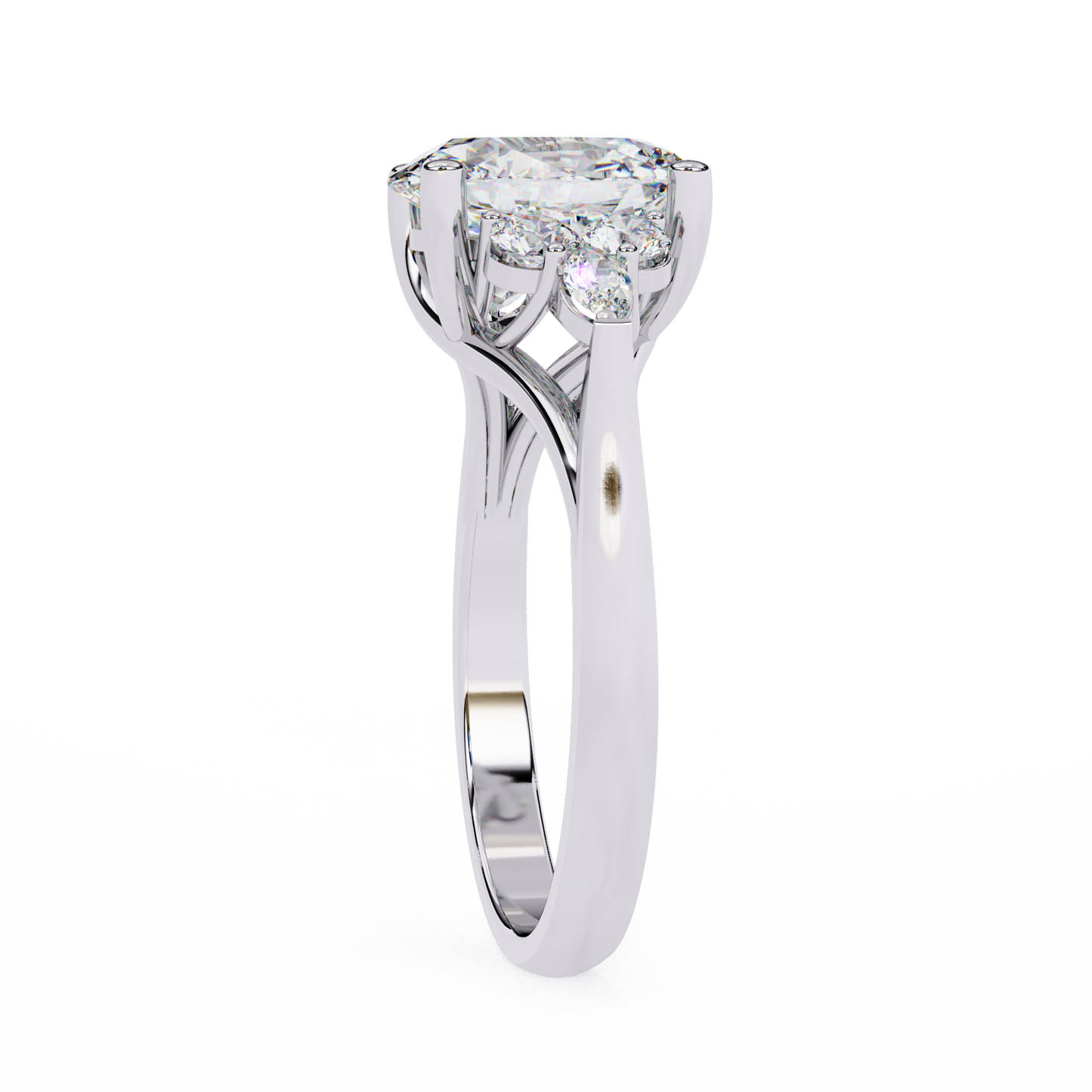 2.51 Ct Oval Majesty Multi-Stone Cluster Diamond Ring in Two-Tone Gold