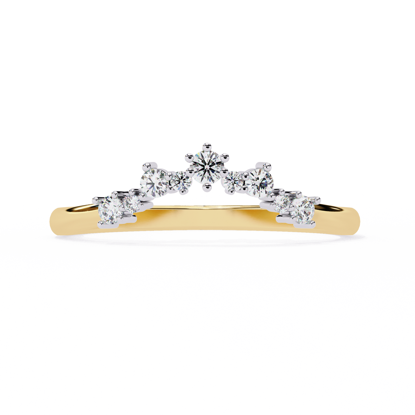 The Morning Dew Curved Band in Yellow Gold- 0.25 Ct Round Brilliant-Cut Diamonds Ring