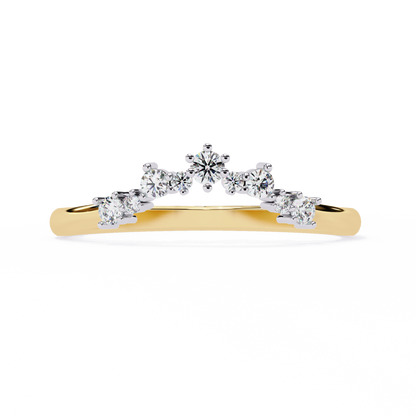 The Morning Dew Curved Band in Yellow Gold- 0.25 Ct Round Brilliant-Cut Diamonds Ring