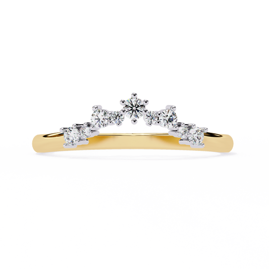 The Morning Dew Curved Band in Yellow Gold- 0.25 Ct Round Brilliant-Cut Diamonds Ring