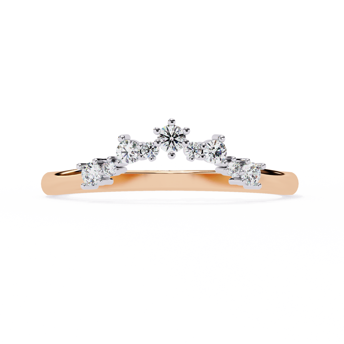 The Morning Dew Curved Band in Yellow Gold- 0.25 Ct Round Brilliant-Cut Diamonds Ring
