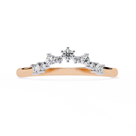 The Morning Dew Curved Band in Yellow Gold- 0.25 Ct Round Brilliant-Cut Diamonds Ring