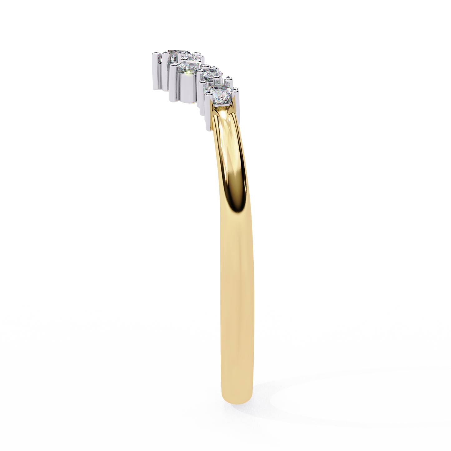 The Morning Dew Curved Band in Yellow Gold- 0.25 Ct Round Brilliant-Cut Diamonds Ring