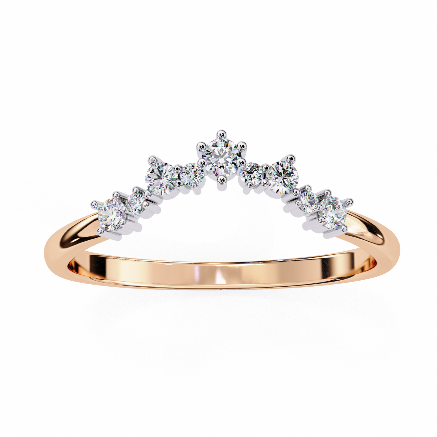 The Morning Dew Curved Band in Yellow Gold- 0.25 Ct Round Brilliant-Cut Diamonds Ring