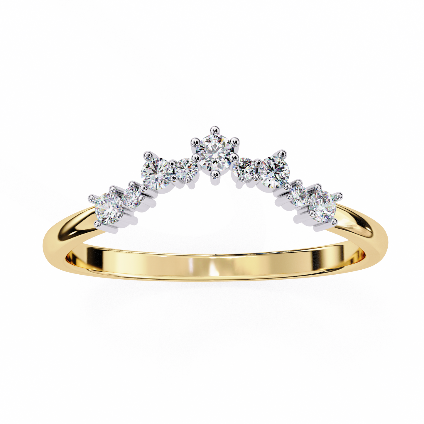The Morning Dew Curved Band in Yellow Gold- 0.25 Ct Round Brilliant-Cut Diamonds Ring