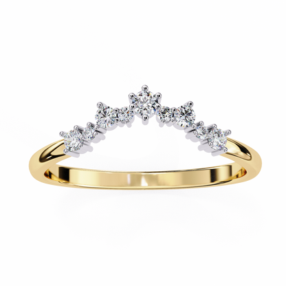 The Morning Dew Curved Band in Yellow Gold- 0.25 Ct Round Brilliant-Cut Diamonds Ring