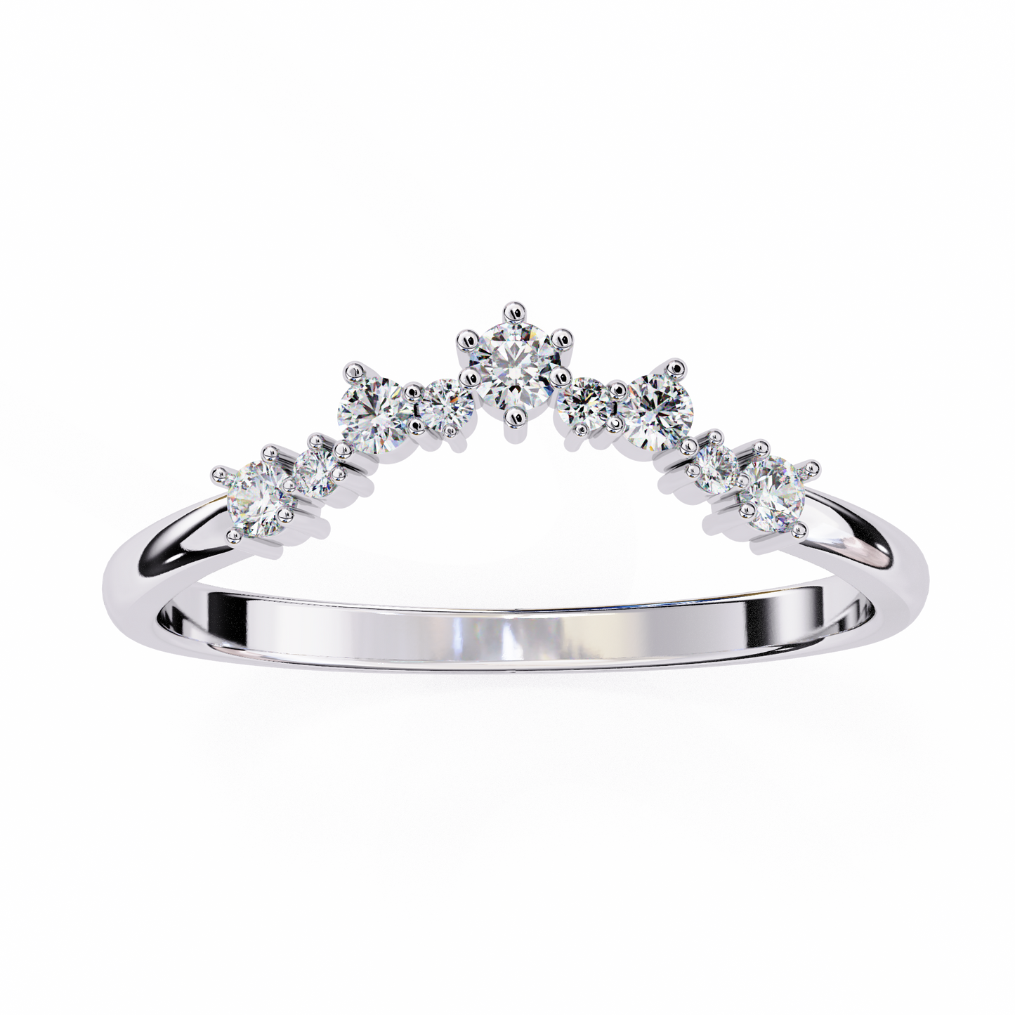 The Morning Dew Curved Band in Yellow Gold- 0.25 Ct Round Brilliant-Cut Diamonds Ring