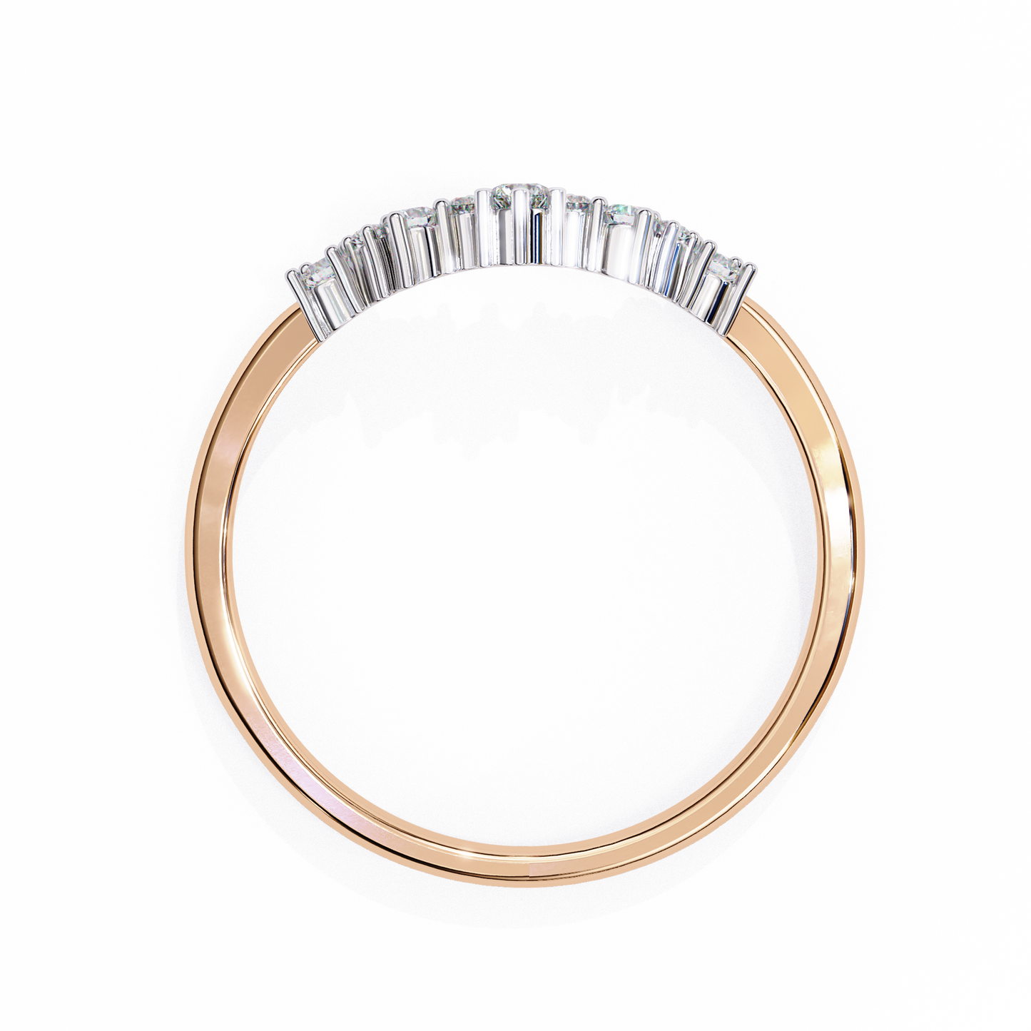 The Morning Dew Curved Band in Yellow Gold- 0.25 Ct Round Brilliant-Cut Diamonds Ring