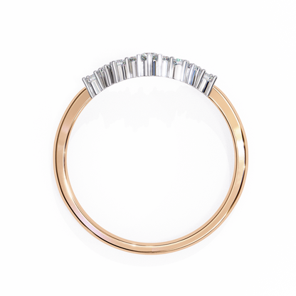 The Morning Dew Curved Band in Yellow Gold- 0.25 Ct Round Brilliant-Cut Diamonds Ring