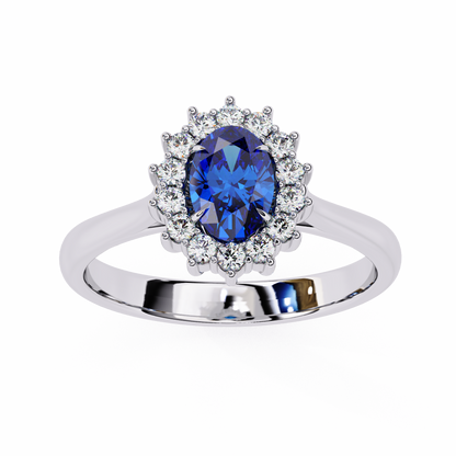 Iconique Oval Sapphire & 0.63 CTW Diamond Halo Ring in Yellow Gold
