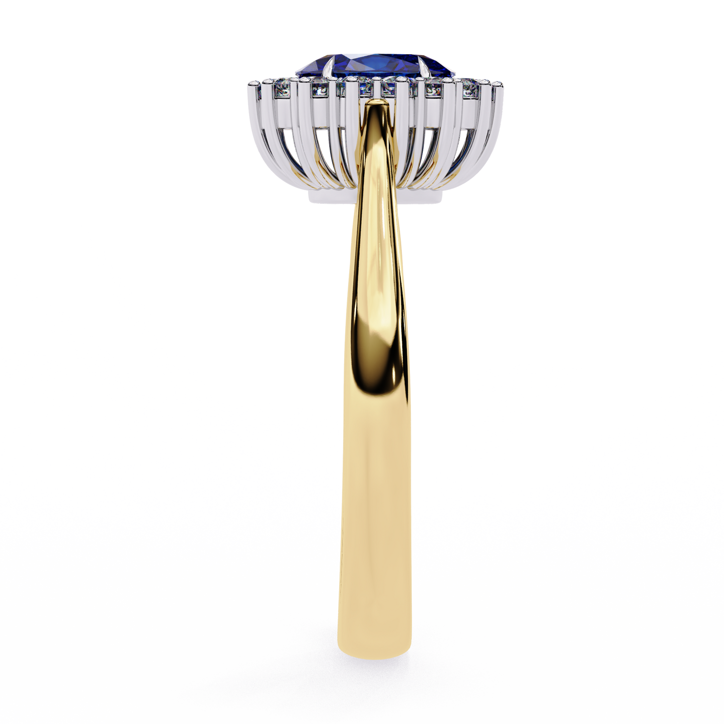 Iconique Oval Sapphire & 0.63 CTW Diamond Halo Ring in Yellow Gold