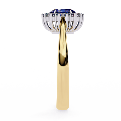 Iconique Oval Sapphire & 0.63 CTW Diamond Halo Ring in Yellow Gold