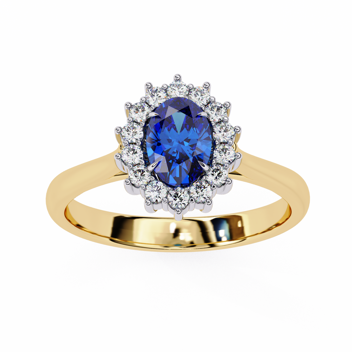 Iconique Oval Sapphire & 0.63 CTW Diamond Halo Ring in Yellow Gold