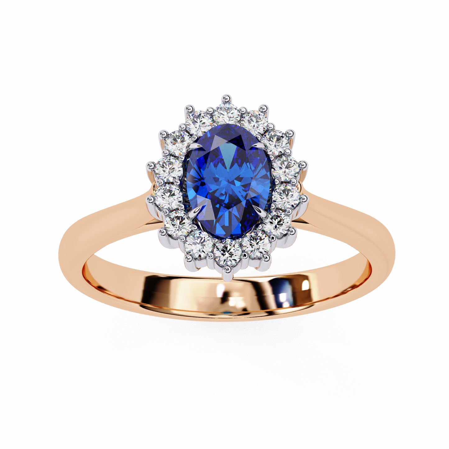 Iconique Oval Sapphire & 0.63 CTW Diamond Halo Ring in Yellow Gold