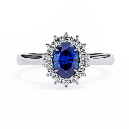 Iconique Oval Sapphire & 0.63 CTW Diamond Halo Ring in Yellow Gold