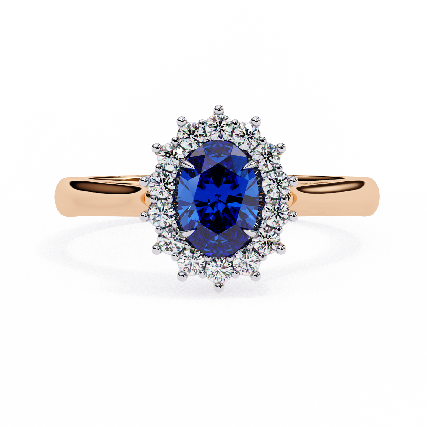 Iconique Oval Sapphire & 0.63 CTW Diamond Halo Ring in Yellow Gold