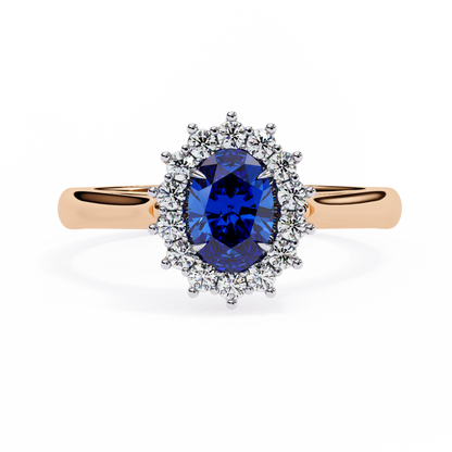 Iconique Oval Sapphire & 0.63 CTW Diamond Halo Ring in Yellow Gold