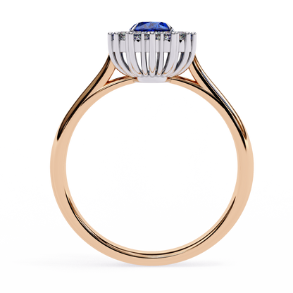 Iconique Oval Sapphire & 0.63 CTW Diamond Halo Ring in Yellow Gold
