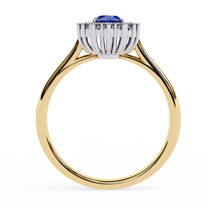 Iconique Oval Sapphire & 0.63 CTW Diamond Halo Ring in Yellow Gold