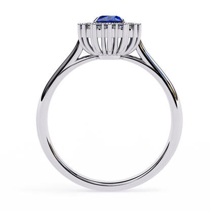 Iconique Oval Sapphire & 0.63 CTW Diamond Halo Ring in Yellow Gold